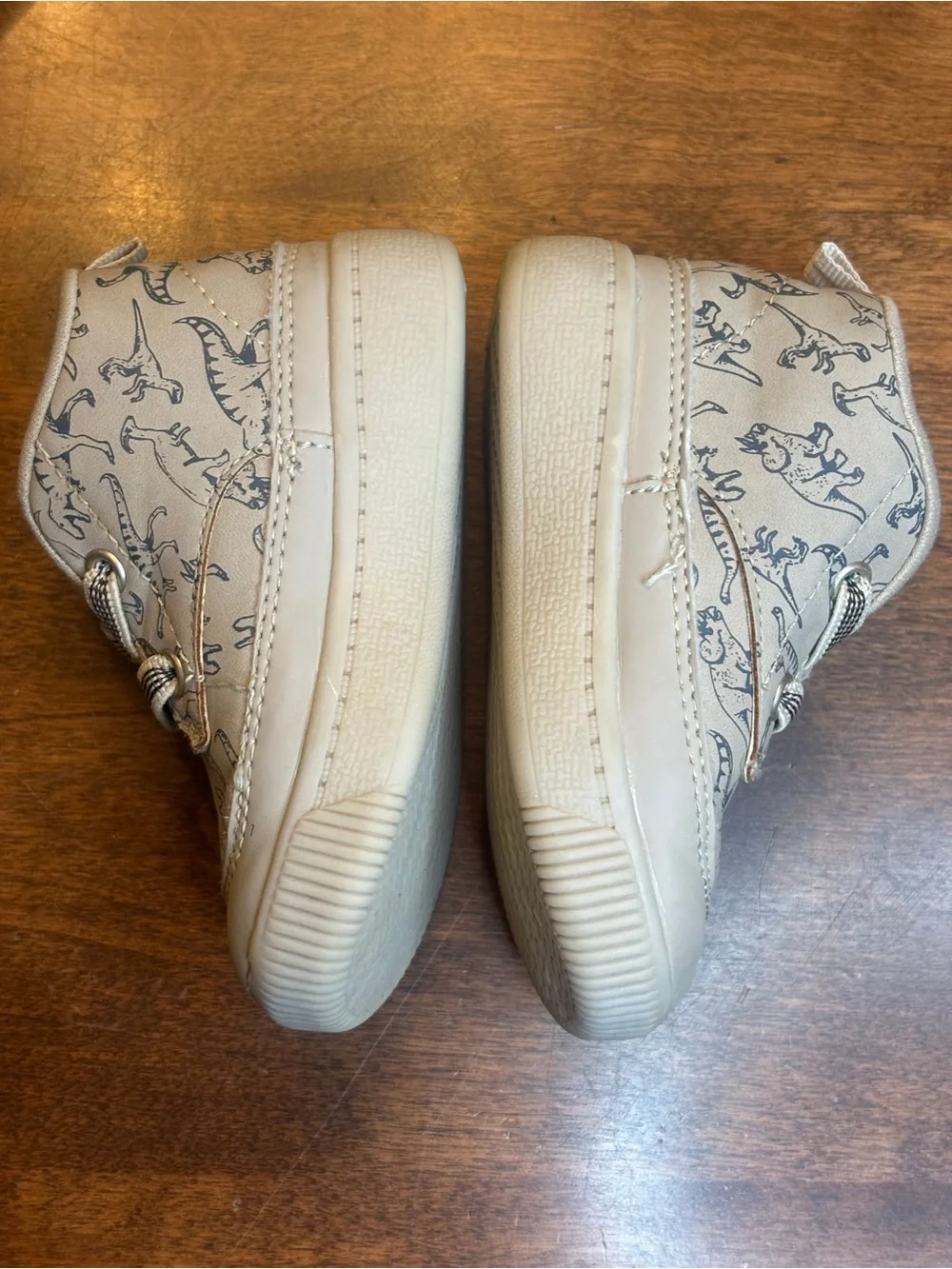 Carter's Beige Sneakers with Gray Dinosaur Print